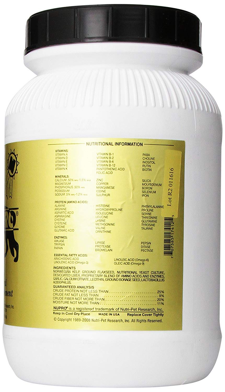 Happy dog at mealtime with Nupro daily supplement, suggesting easy integration.