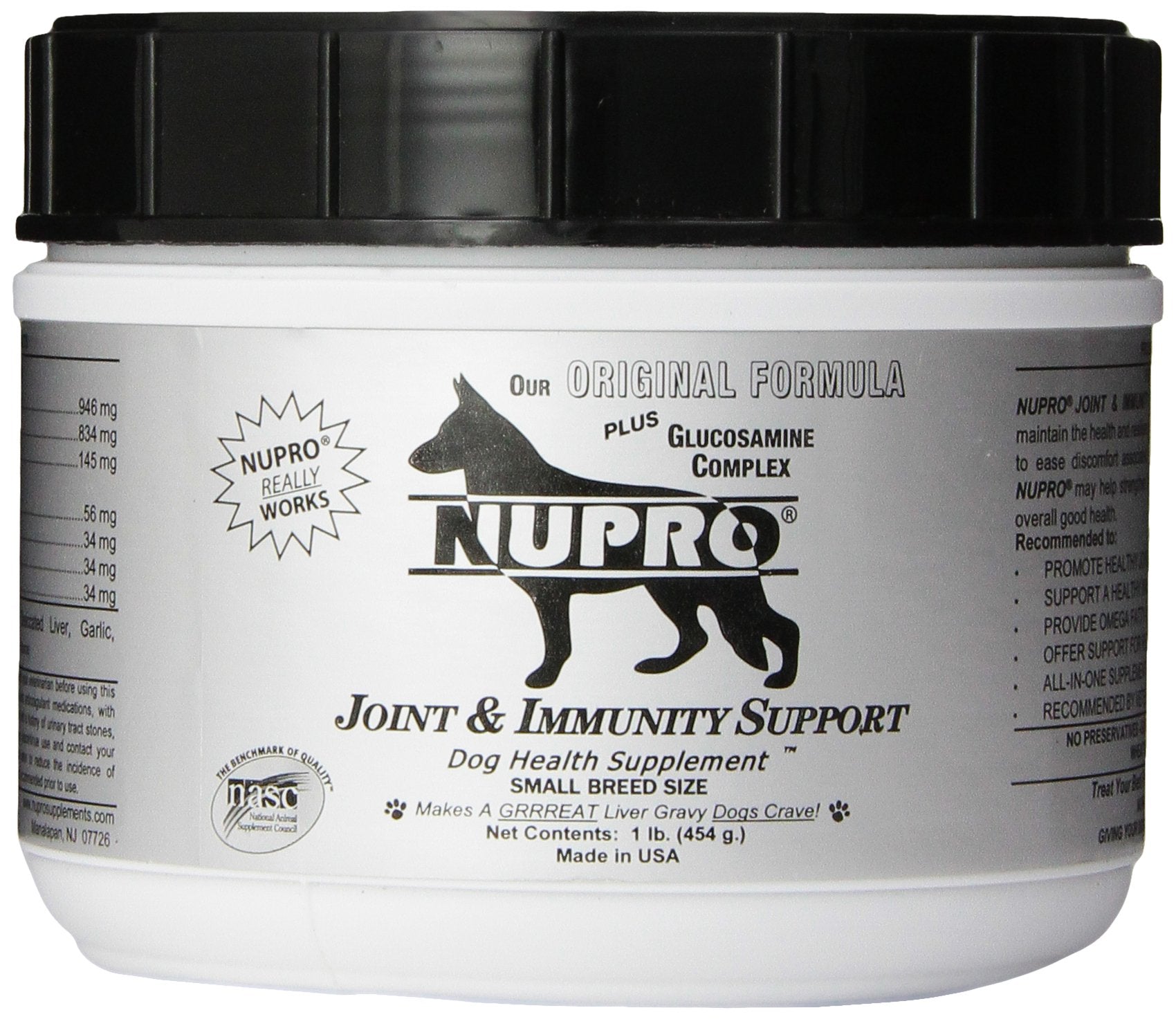 Nupro Joint and Immunity bottle for natural dog joint support.