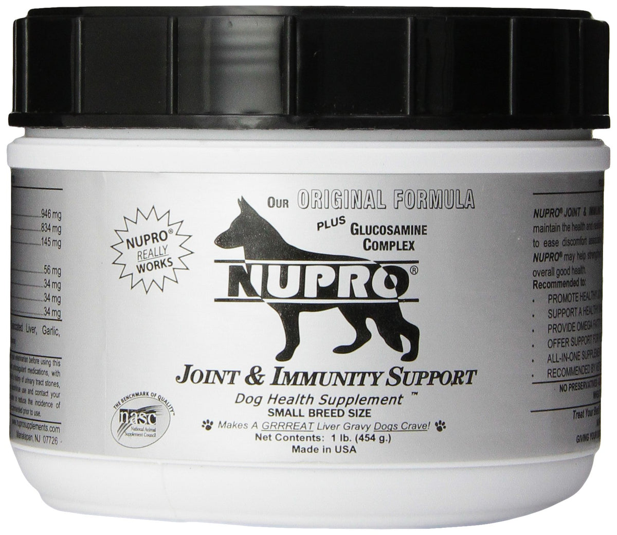 Nupro Joint and Immunity bottle for natural dog joint support.