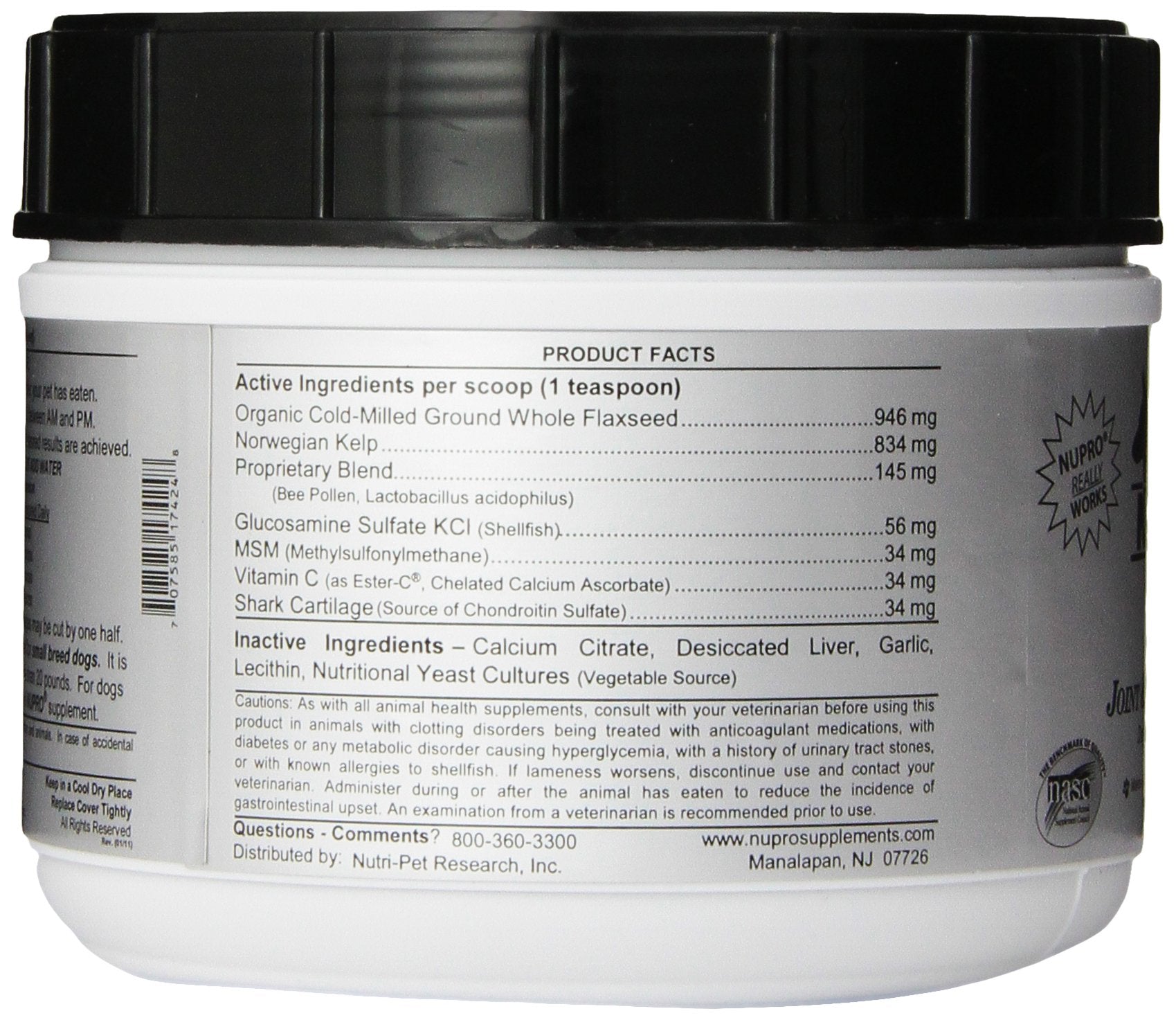 Serving scoop beside key ingredients of Nupro Joint and Immunity.