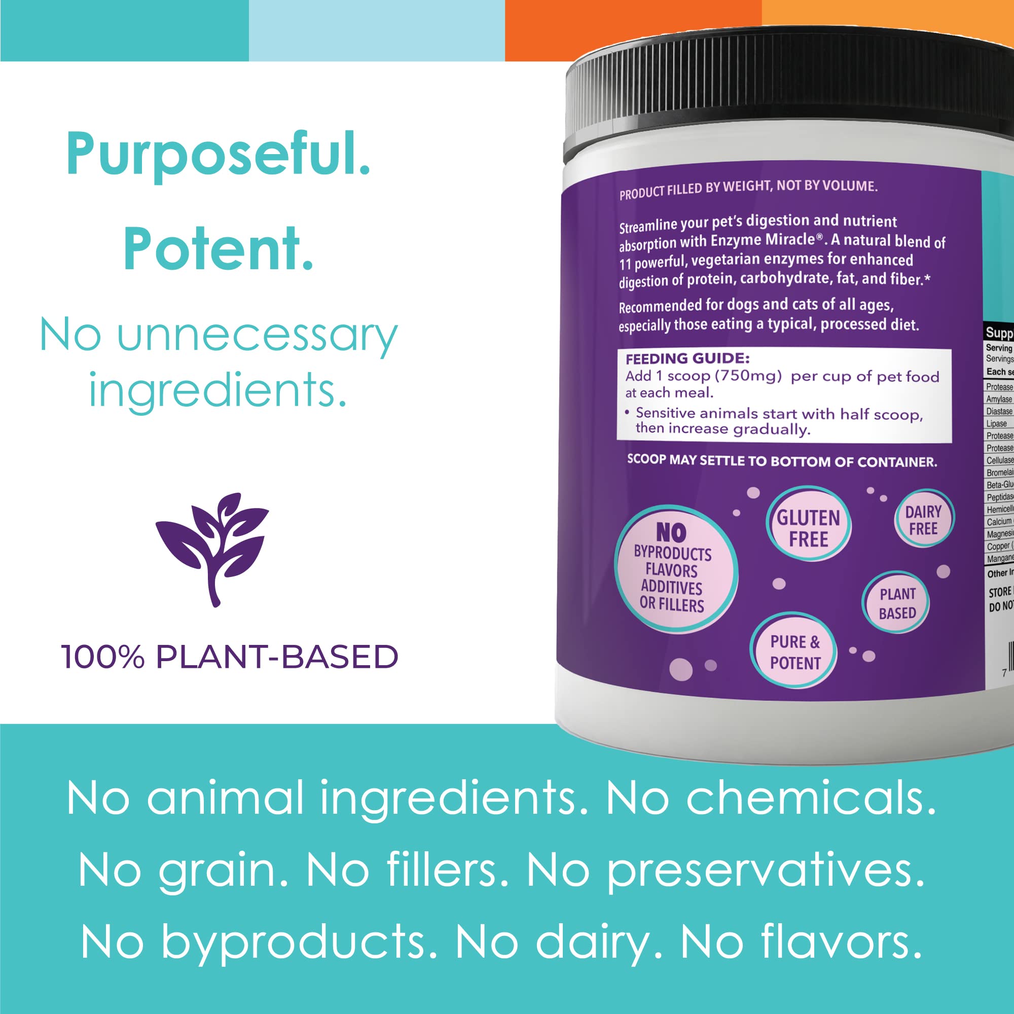 NUSENTIA Enzyme Miracle powder on food supports digestion.