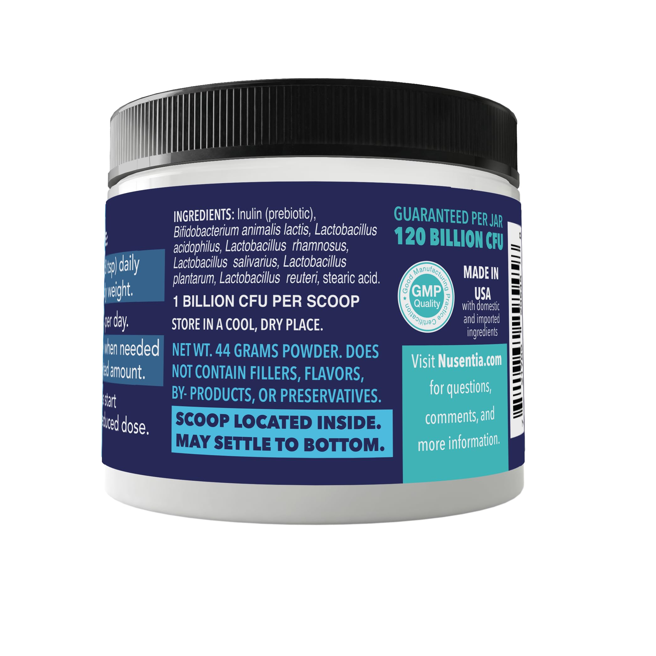 NUSENTIA Probiotics clean label with no fillers.