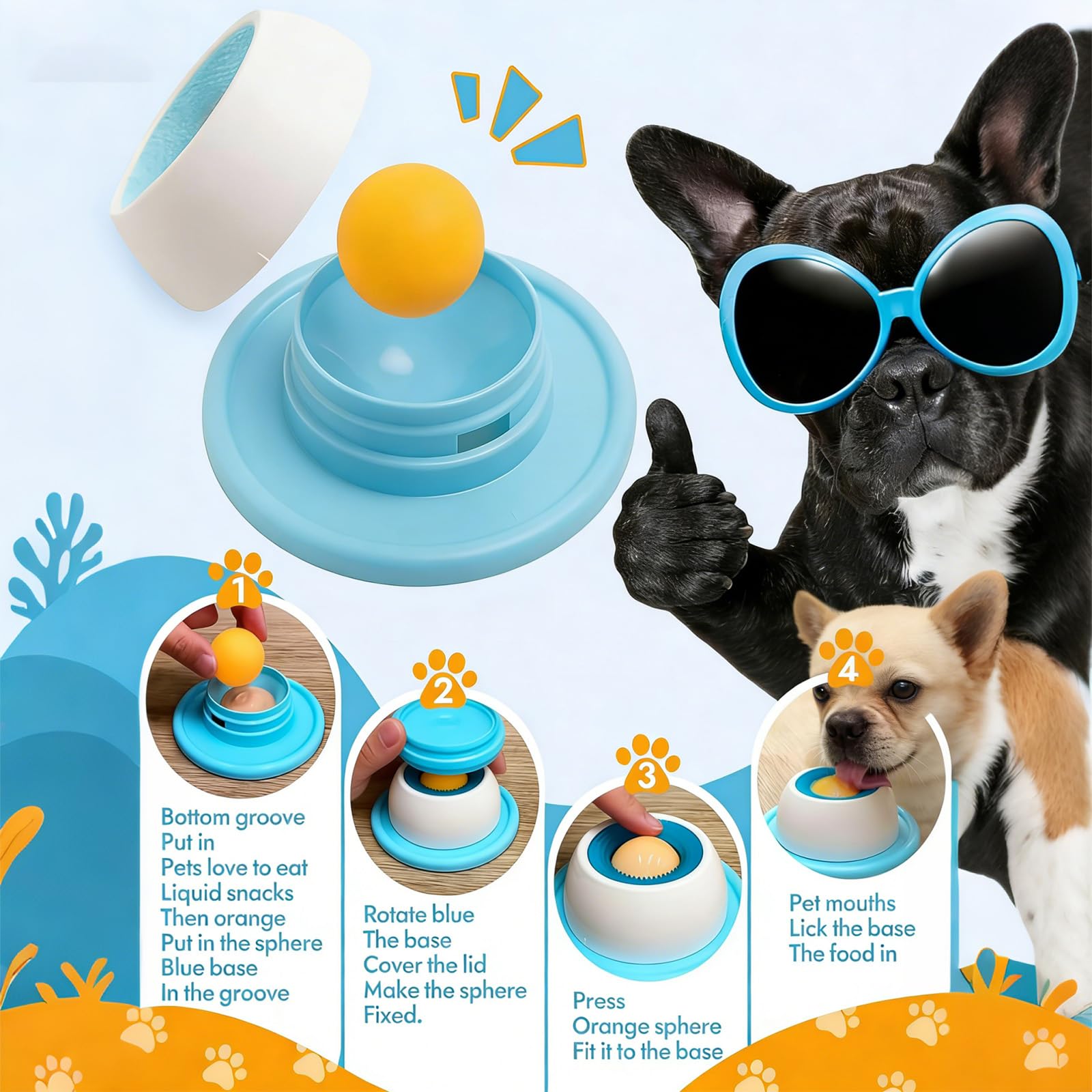 NUSQO enrichment toy blends play with eating for mental activity.
