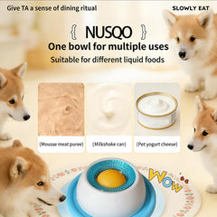 NUSQO dog lick bowl showing powerful suction base for stability.