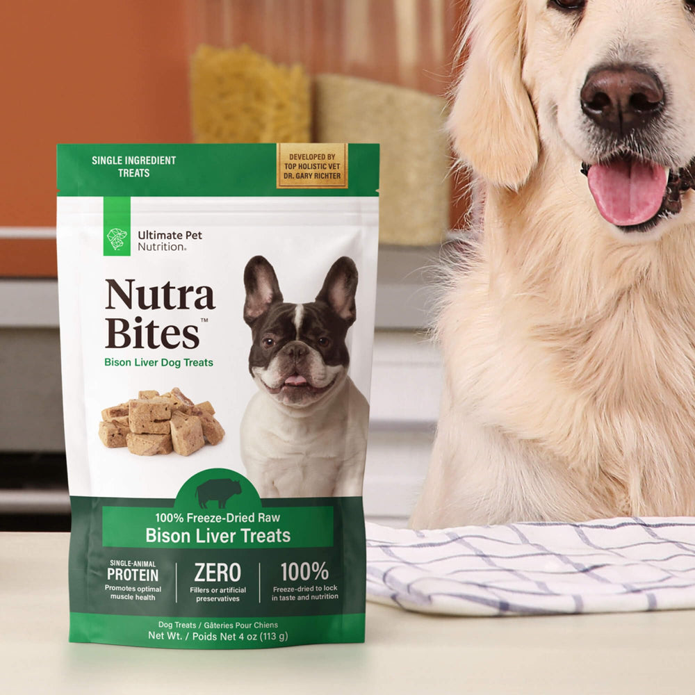 Nutra Bites ingredient guide highlights single-animal protein for simple meals.