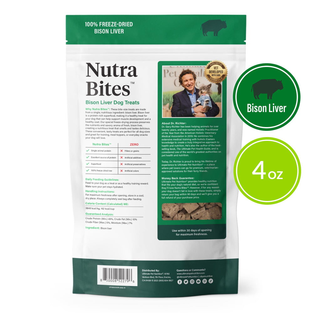 Nutra Bites no additives or fillers, pure bison liver nutrition.