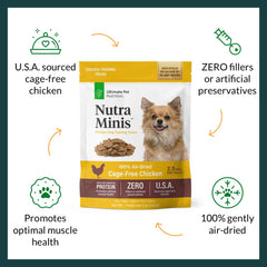 Nutra Minis chicken air-dried texture close-up—aroma preserved.