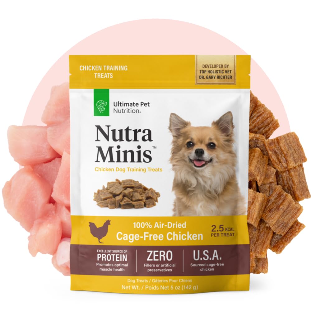 Nutra Minis natural chicken flavor crunch close-up.