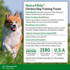 Dog training session rewarded with Nutra Minis treats.
