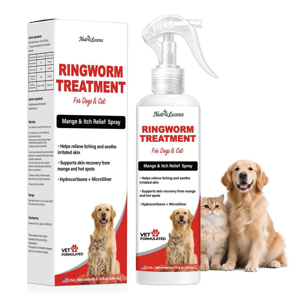 NutraLeonis 200ml skin spray bottle for pets soothing irritated skin and hot spots.