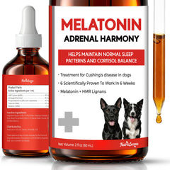 NutraLeonis Adrenal Balance for Dogs bottle pour shows easy dosing for calmer days.