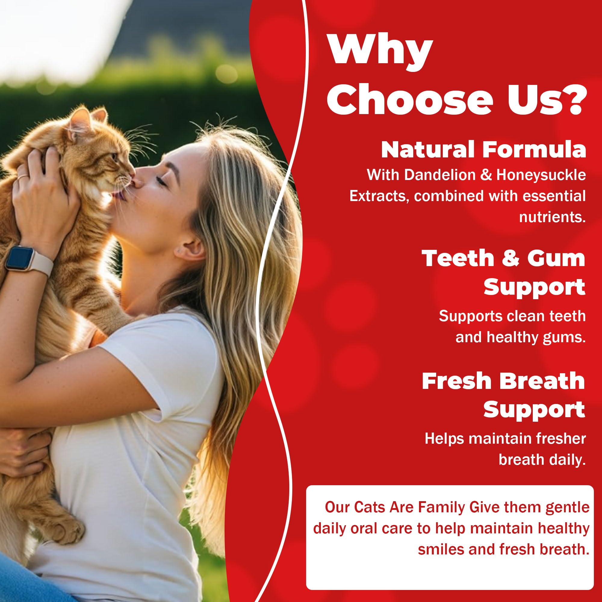 Vet-trusted branding on NutraLeonis cat dental care packaging
