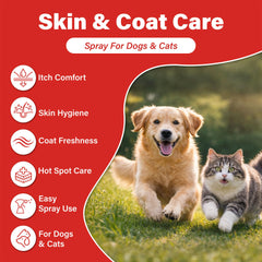 NutraLeonis dog skin spray demonstrates easy application to calm itching and yeast symptoms.