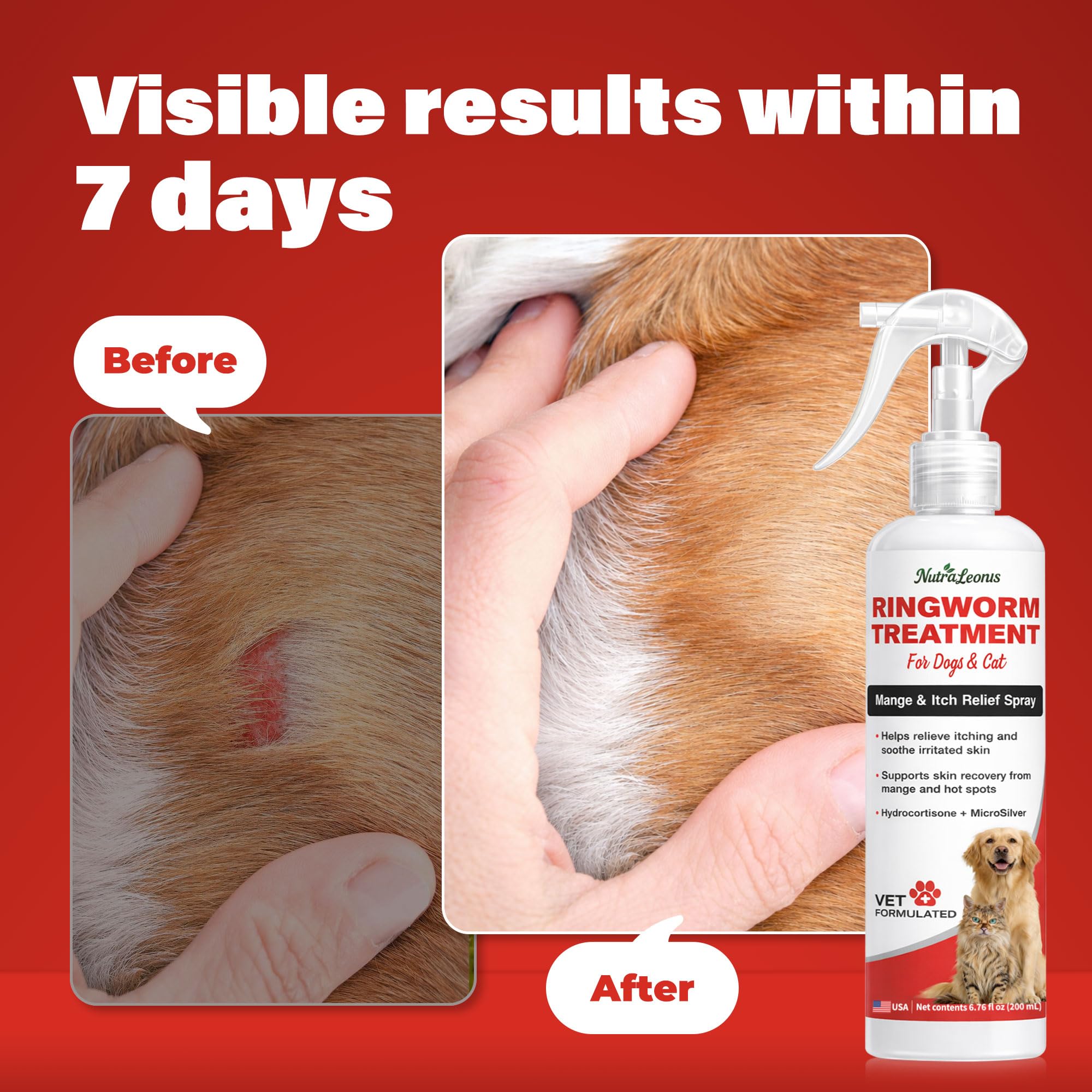 NutraLeonis easy spray application for fast at-home relief of skin irritation.