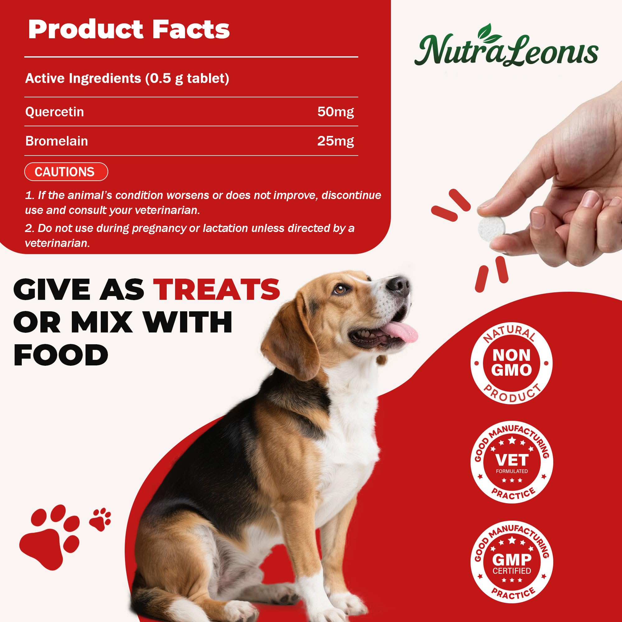 NutraLeonis Quercetin tablets closeup, illustrating easy dosing and daily use.