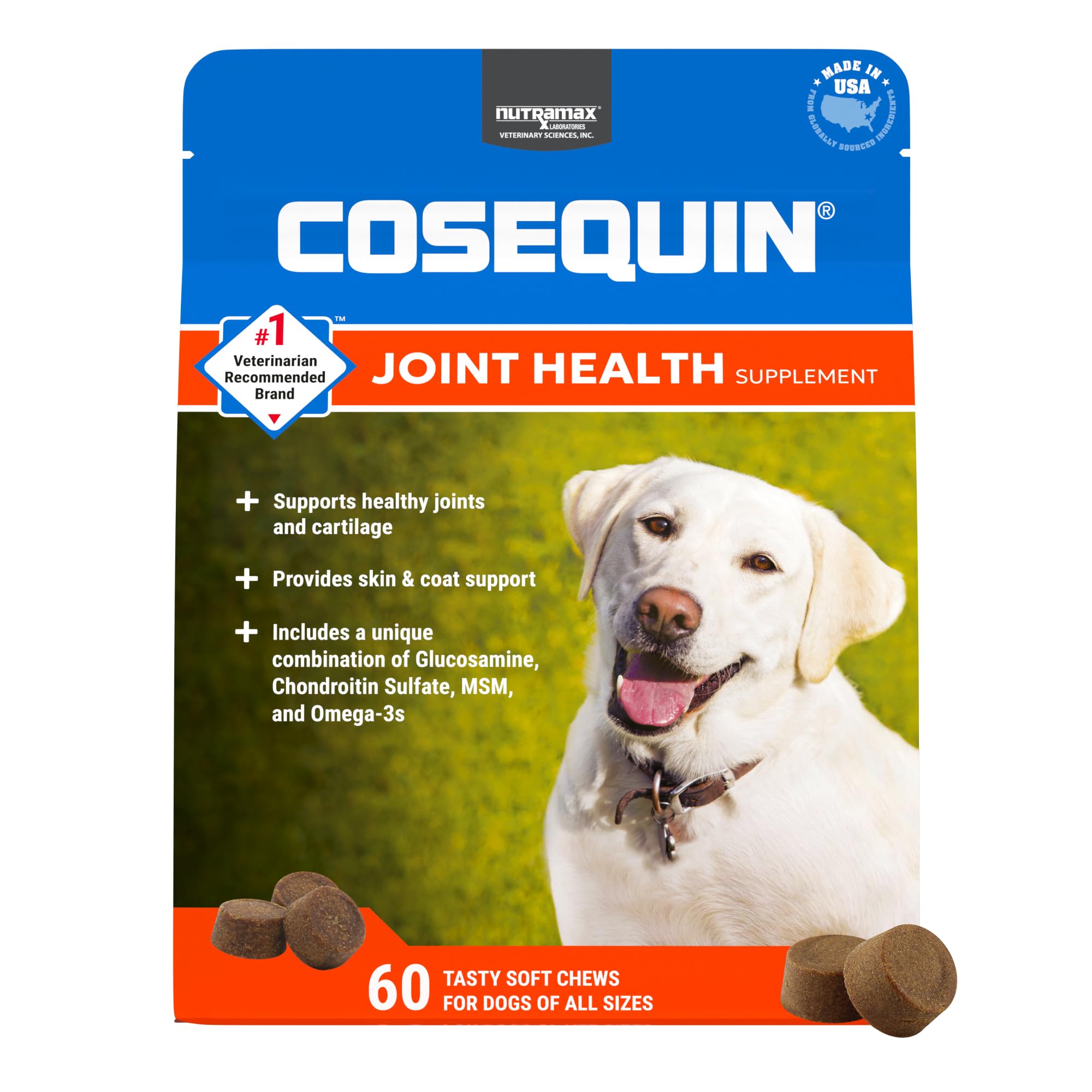 Nutramax Cosequin packaging highlights joint health support for dogs