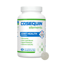 Nutramax Cosequin Elements chewable tablets for dogs support joint comfort.