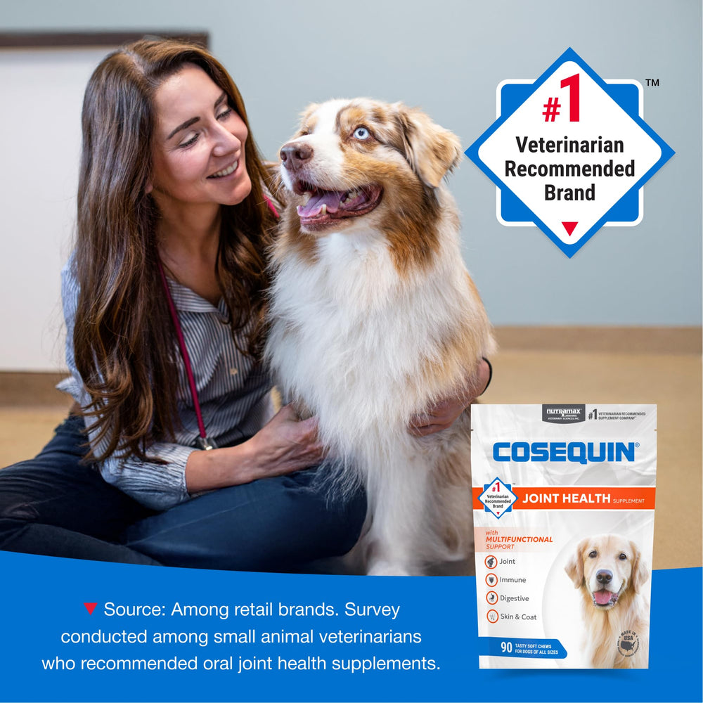 Nutramax Cosequin with omega-3s DHA and EPA for skin and coat health.