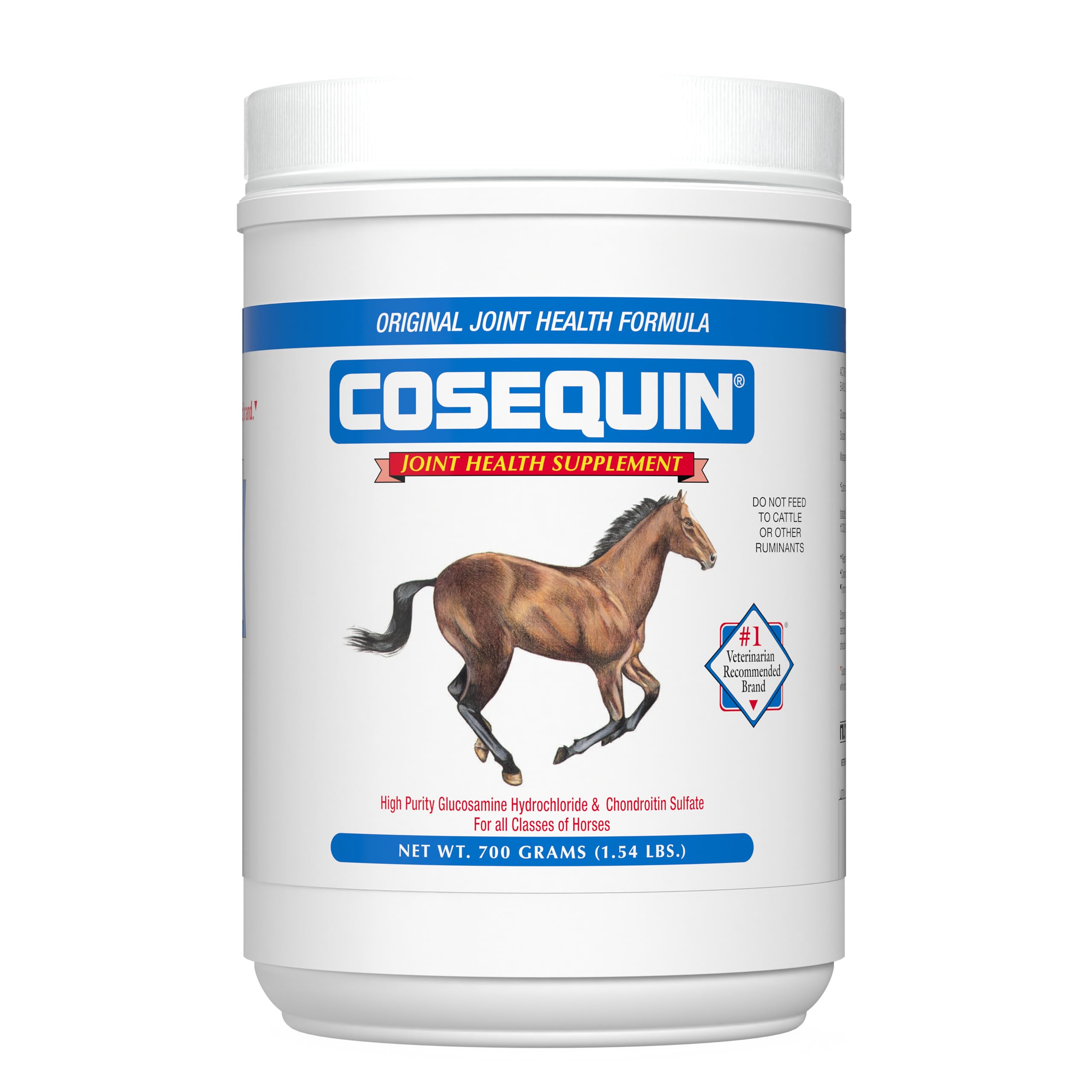 Nutramax Cosequin Original powder bottle front offering trusted joint support for horses.