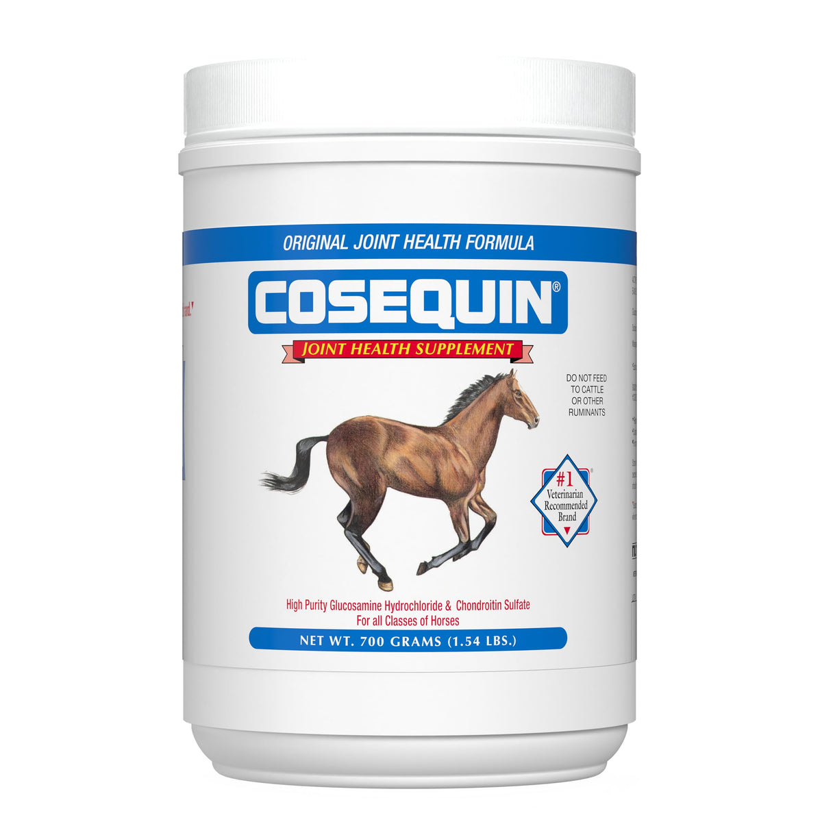 Nutramax Cosequin Original powder bottle front offering trusted joint support for horses.