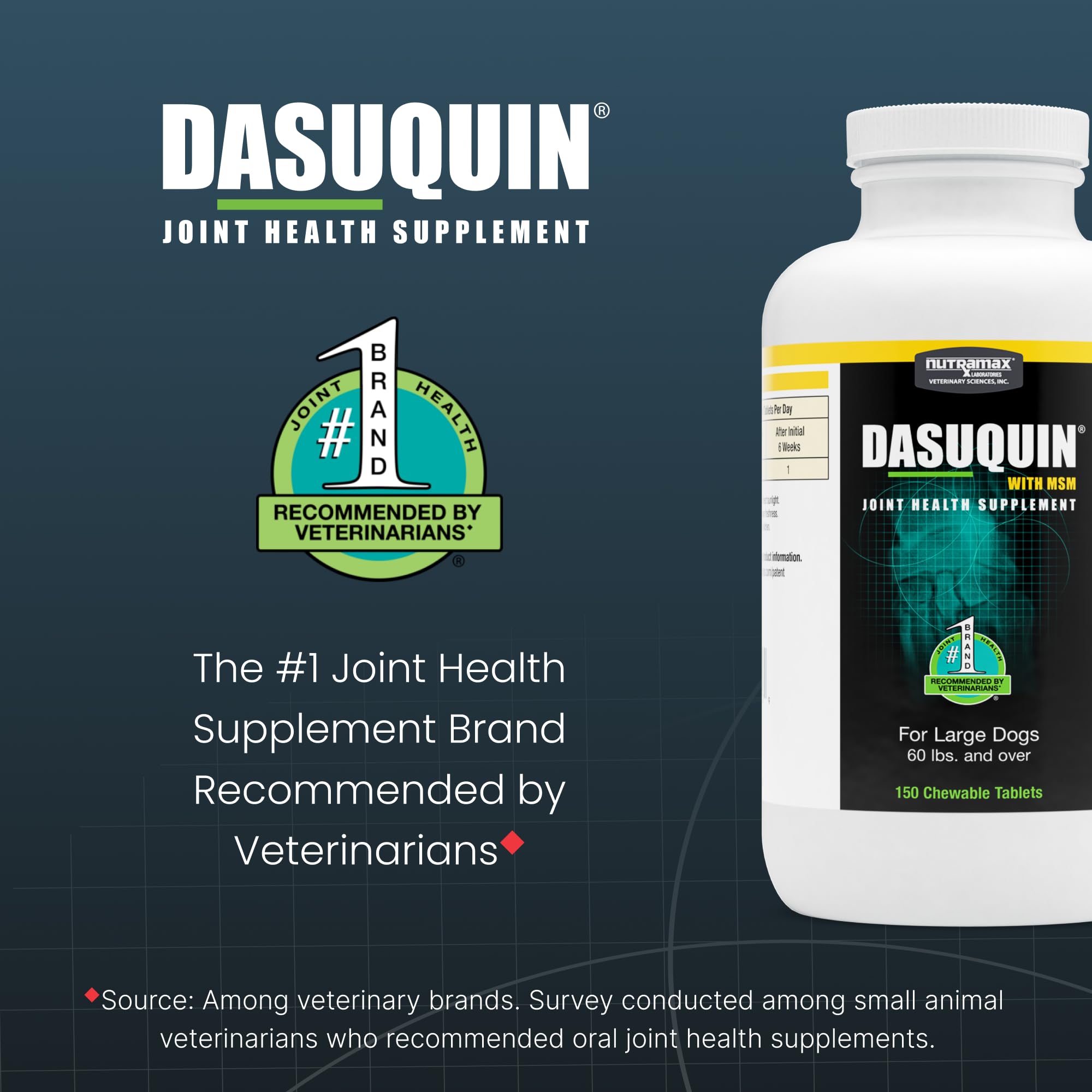 Nutramax Dasuquin chewable tablets close-up highlighting texture for easy dosing
