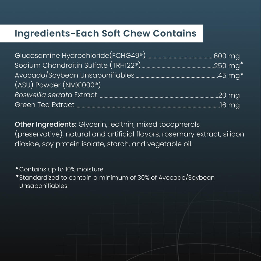 Made-in-USA Nutramax Dasuquin label emphasizes quality manufacturing.