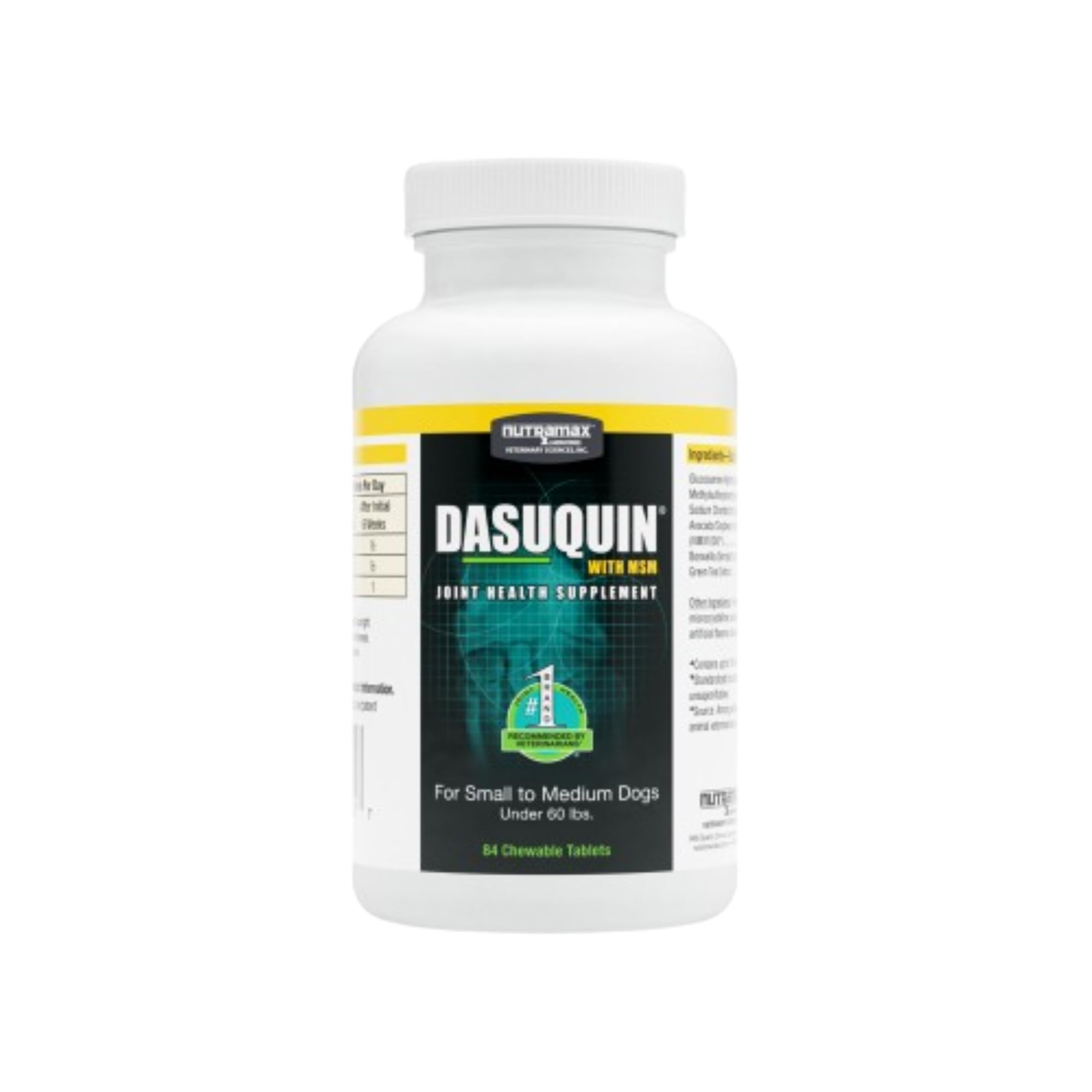 Nutramax Dasuquin bottle on table for canine joint support