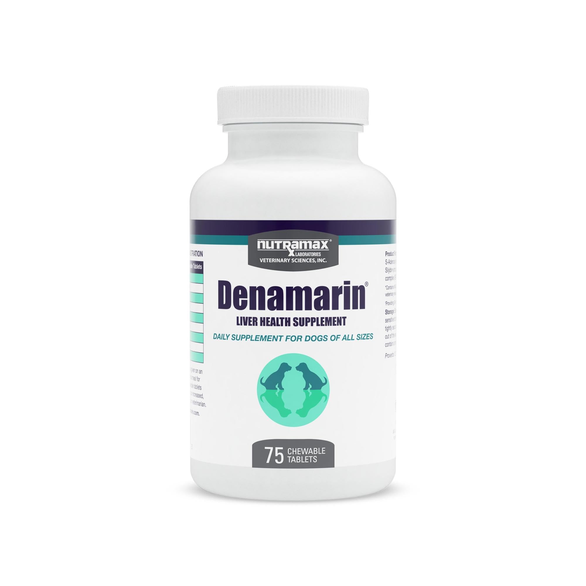 Nutramax Denamarin dog chewable tablets bottle for liver support and daily wellness