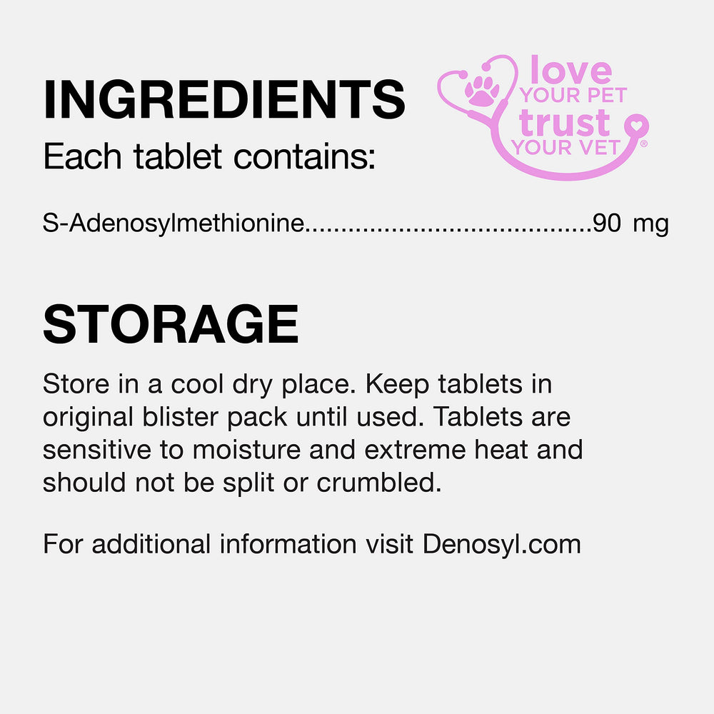 Nutramax Denosyl supports liver and potential cognitive health in dogs.