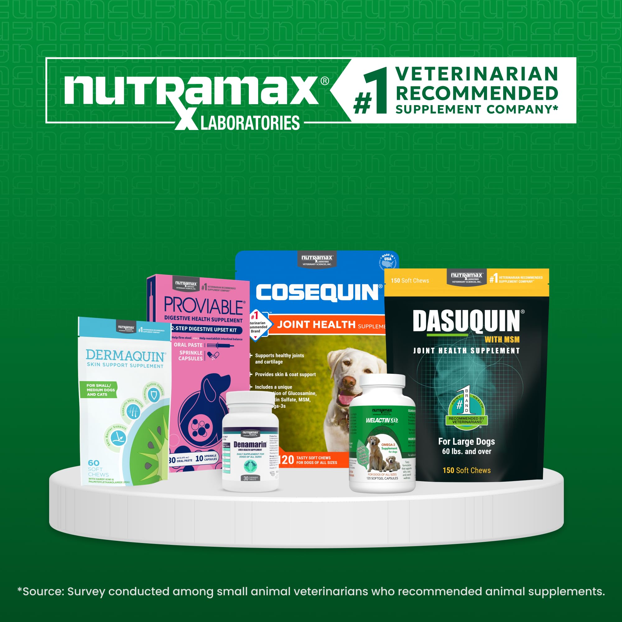 Front packaging of Nutramax Dermaquin 60-count for dogs.