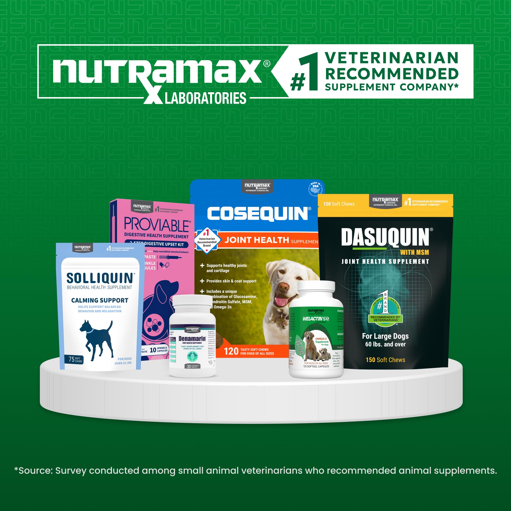 Nutramax Solliquin ingredient closeup emphasizes Magnolia, L-Theanine, and whey protein.