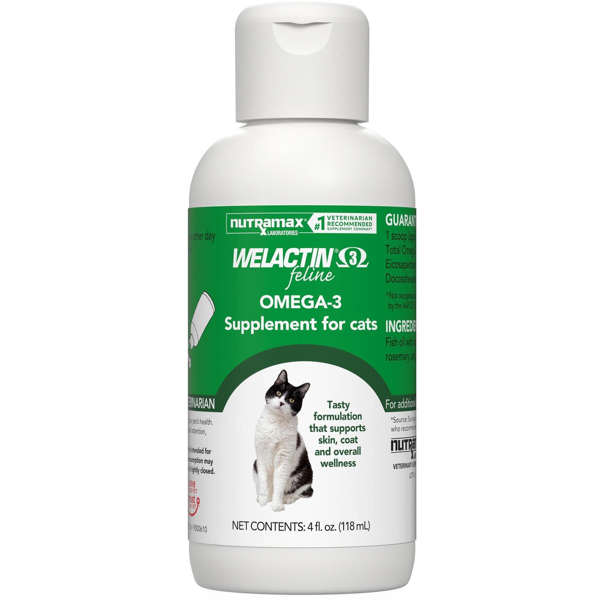 Nutramax Welactin cats bottle pour shows simple daily omega-3 dosing for pets