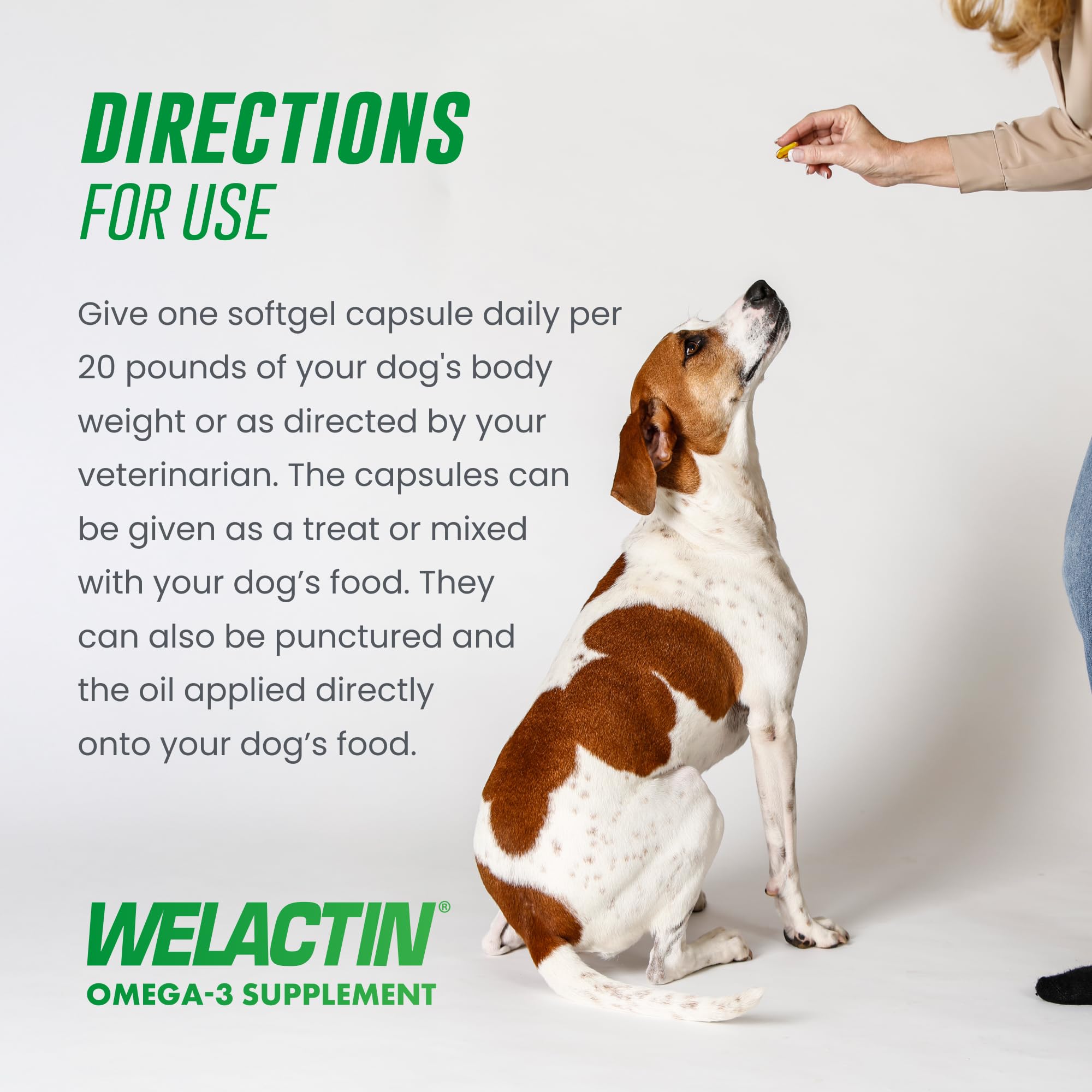 Nutramax Welactin dog nutrition label closeup for quality trust.