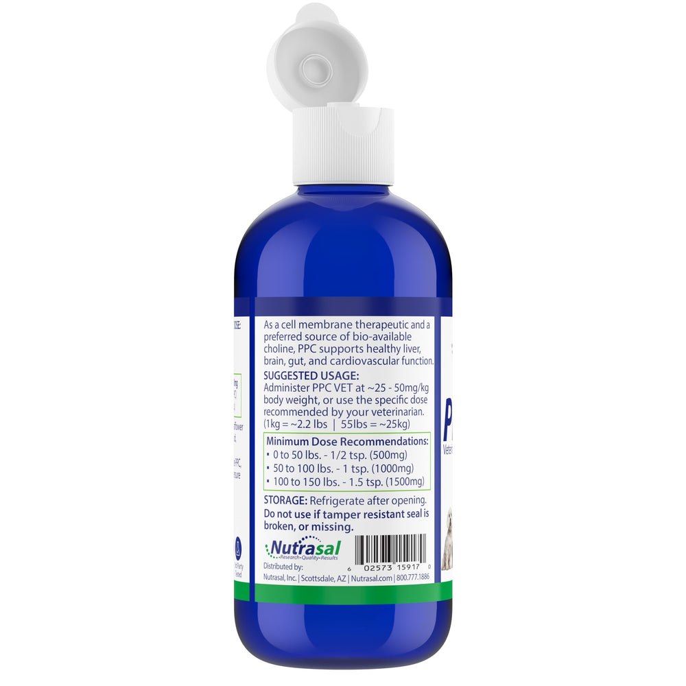 Nutrasal PPC-Vet label close-up highlighting PPC content and benefits