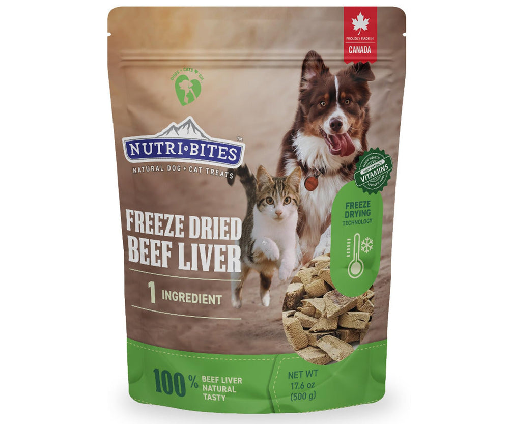 Nutri Bites freeze-dried beef liver bag for training rewards.