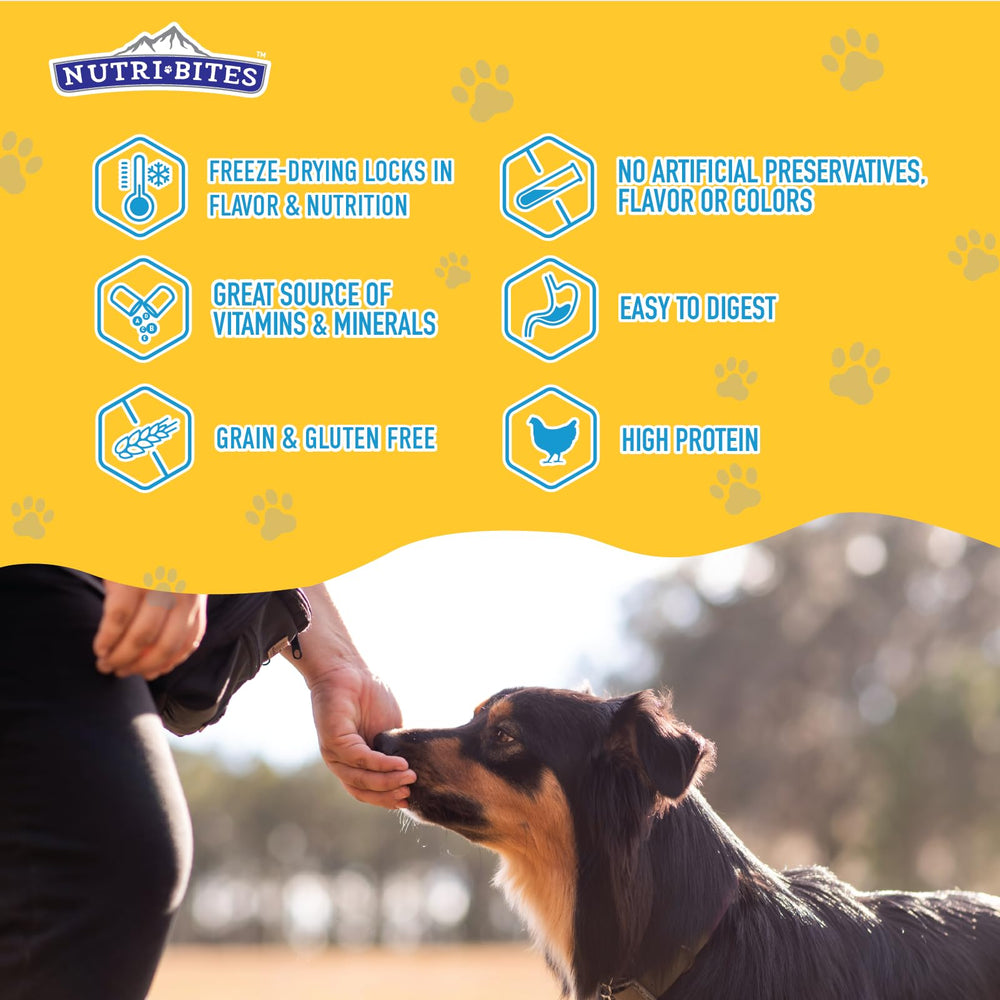Nutri Bites treats offered to a happy dog, tasty training reward.