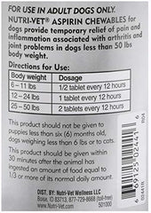 Nutri-Vet Aspirin for Dogs liver-flavor chews ready to snack, aiding compliance.