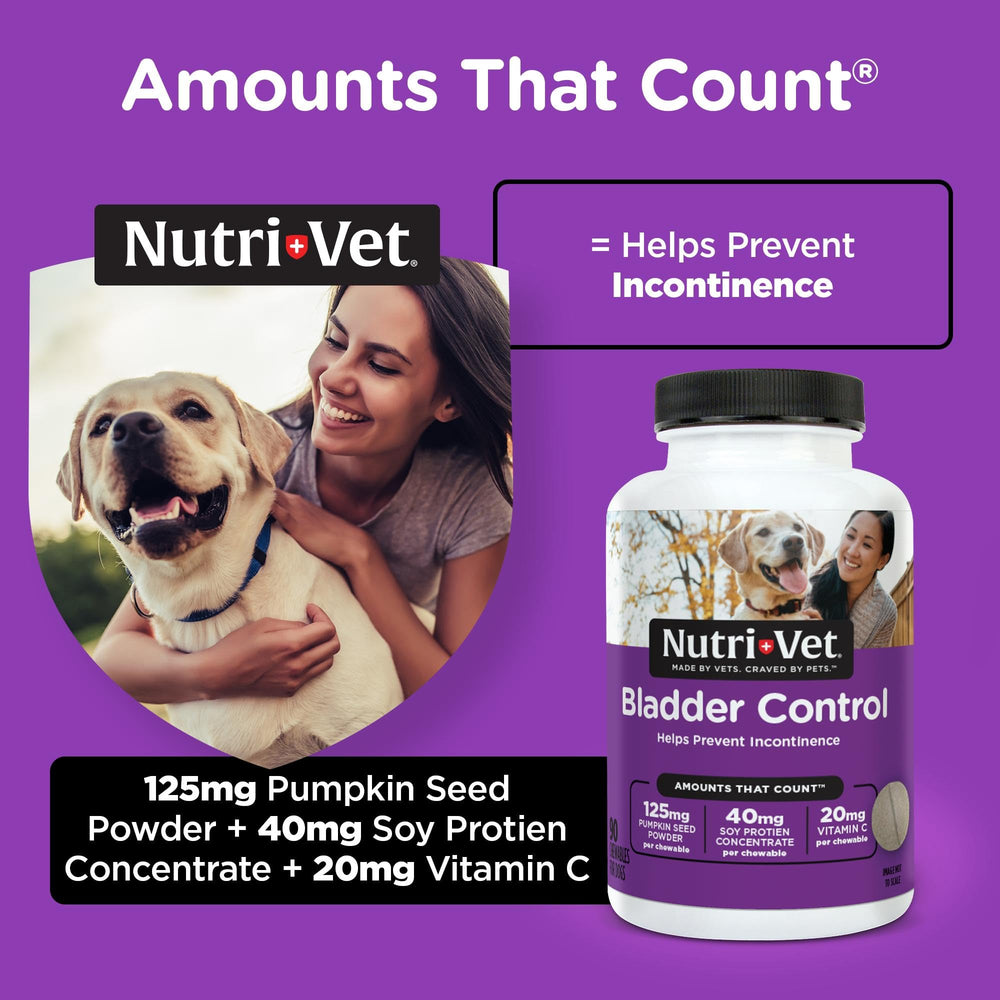 Nutri-Vet Bladder Control ingredients pumpkin seed highlights holistic bladder support.