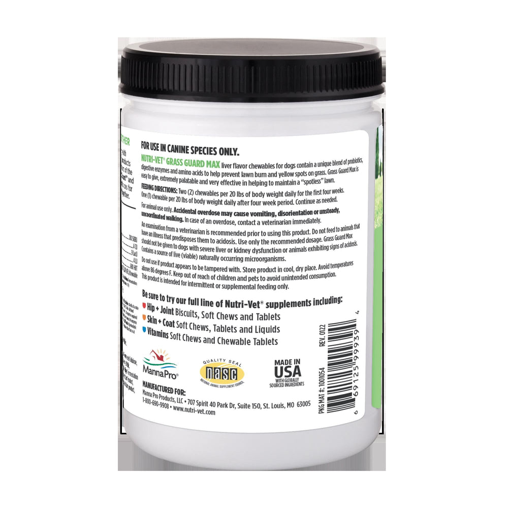 365-count Nutri-Vet Grass Guard bottle in focus.