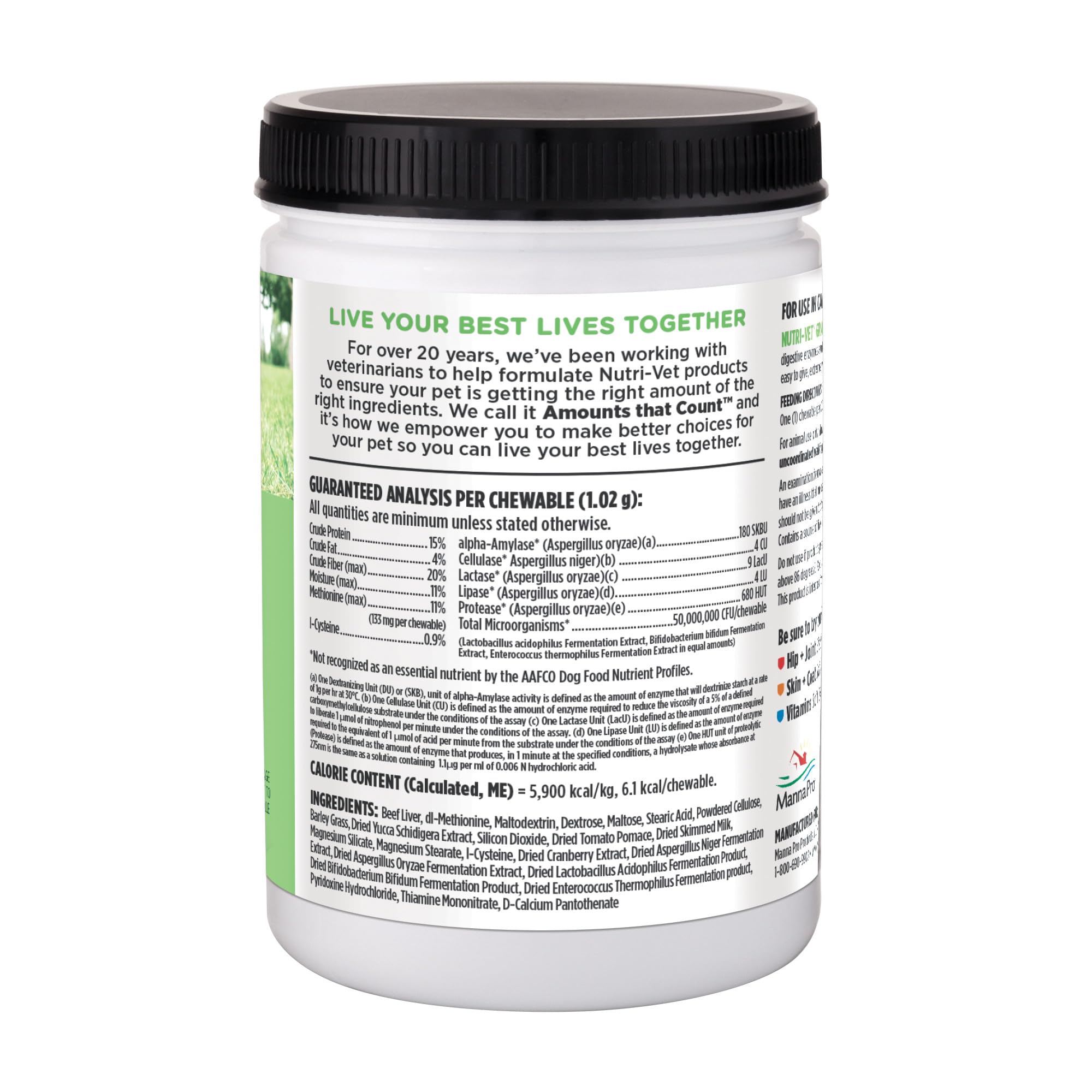 Probiotic-enzyme formula shown as part of Nutri-Vet Grass Guard.