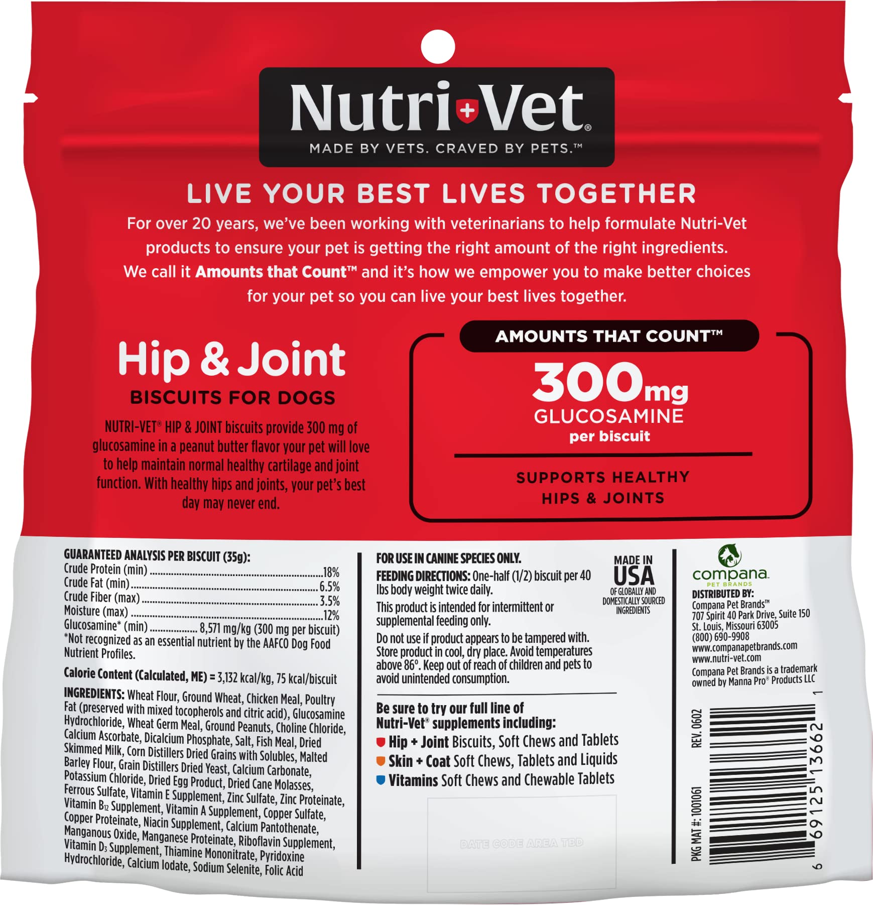 Nutri-Vet hip joint biscuit dog mobility support; vet-formulated care.