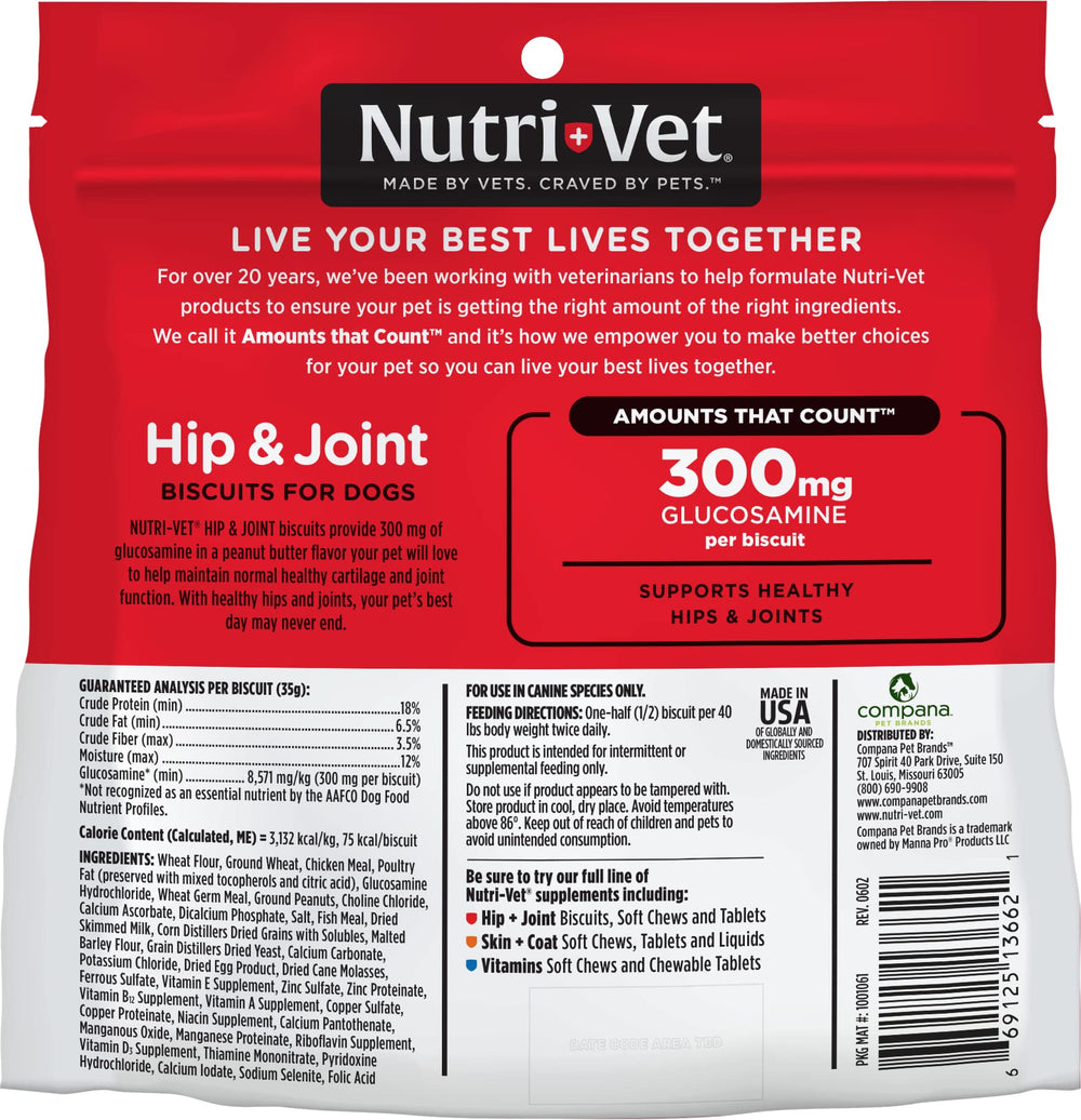 Nutri-Vet hip joint biscuit dog mobility support; vet-formulated care.