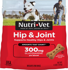 Nutri-Vet Hip and Joint biscuits for dogs served as a mobility-friendly daily reward.