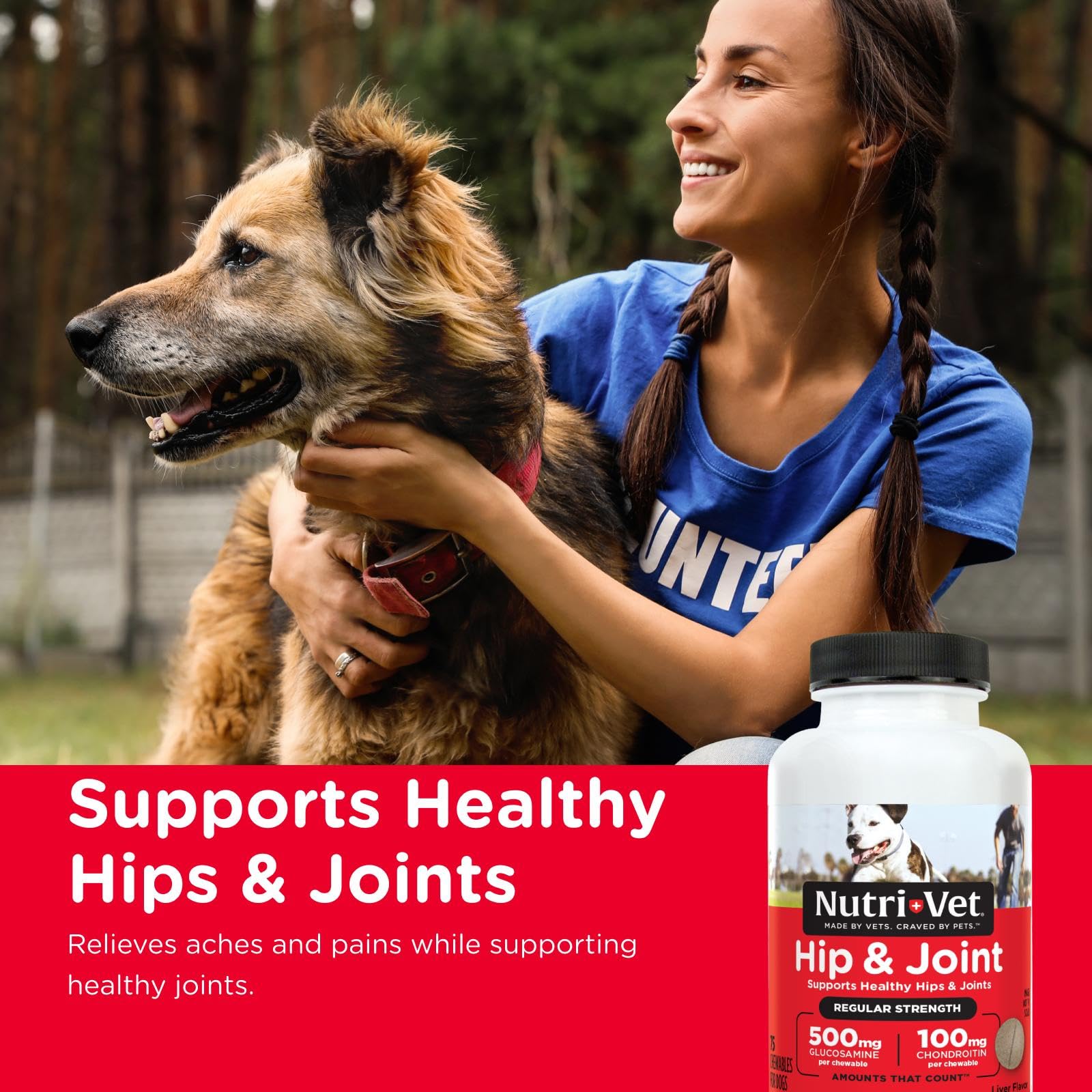 Nutri-Vet hip joint chews in liver flavor dogs love and may support mobility