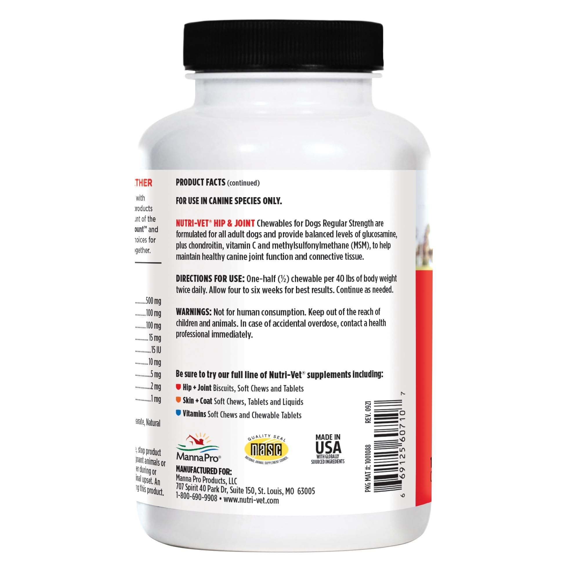 Puppy and adult dogs benefit from Nutri-Vet hip joint support.