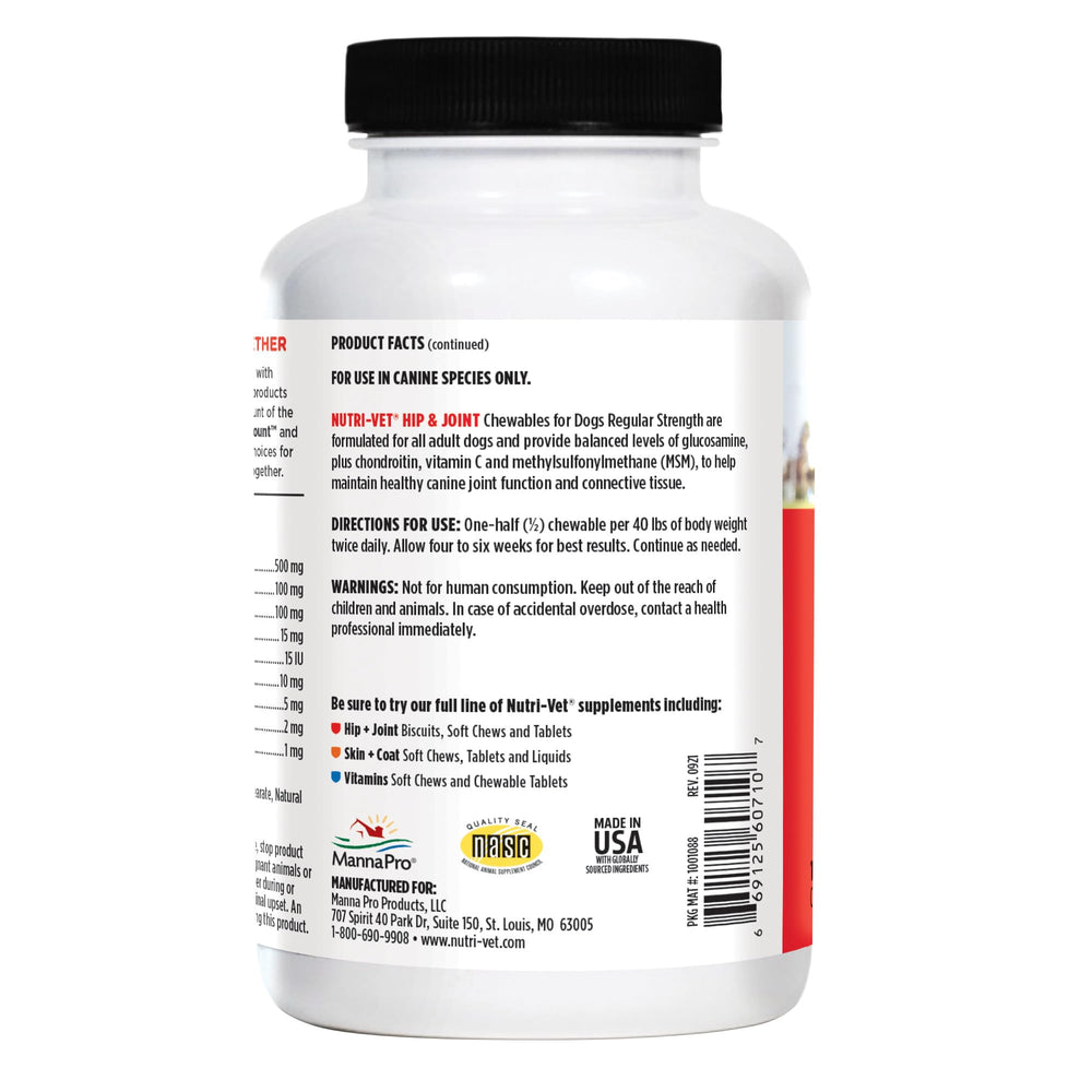 Puppy and adult dogs benefit from Nutri-Vet hip joint support.
