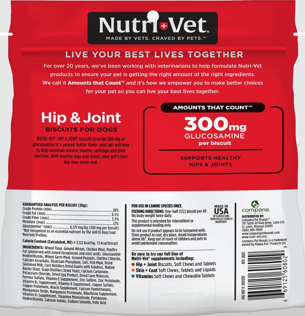 Nutri-Vet large-breed biscuits suited for active dogs seeking mobility support.