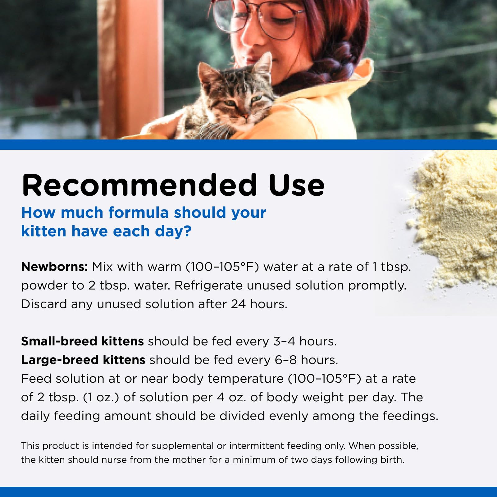 Nutri-Vet Milk Replacer measuring scoop ensures precise preparation.