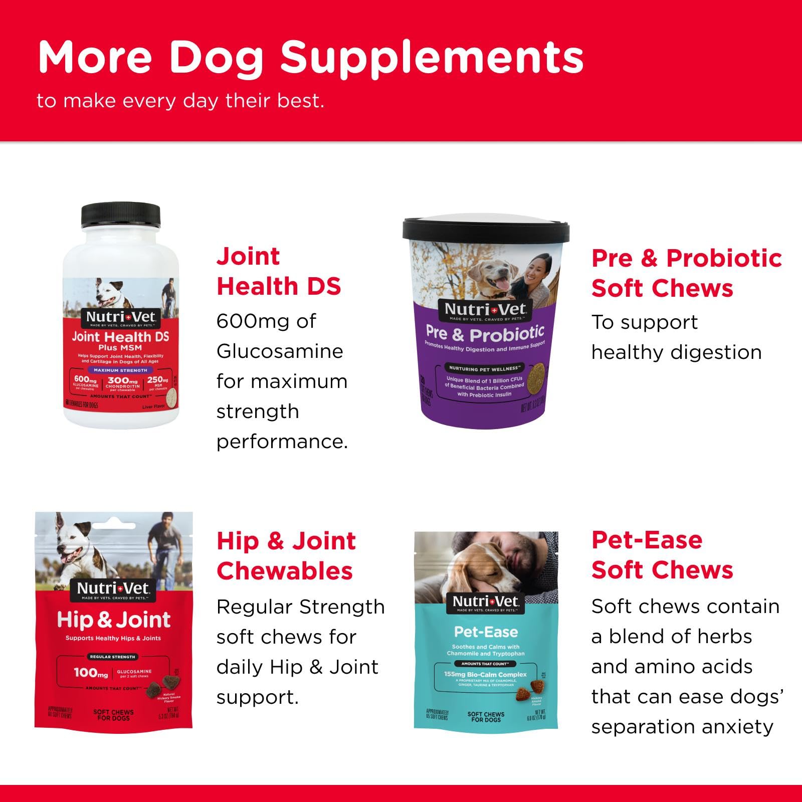 Nutri-Vet Hip & Joint Biscuits puppy-friendly formulation supports growing joints.