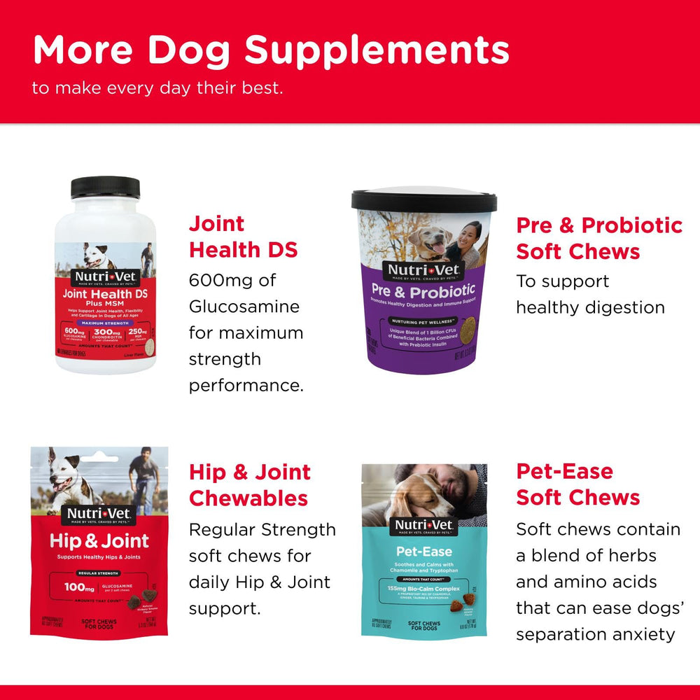 Nutri-Vet Hip & Joint Biscuits puppy-friendly formulation supports growing joints.